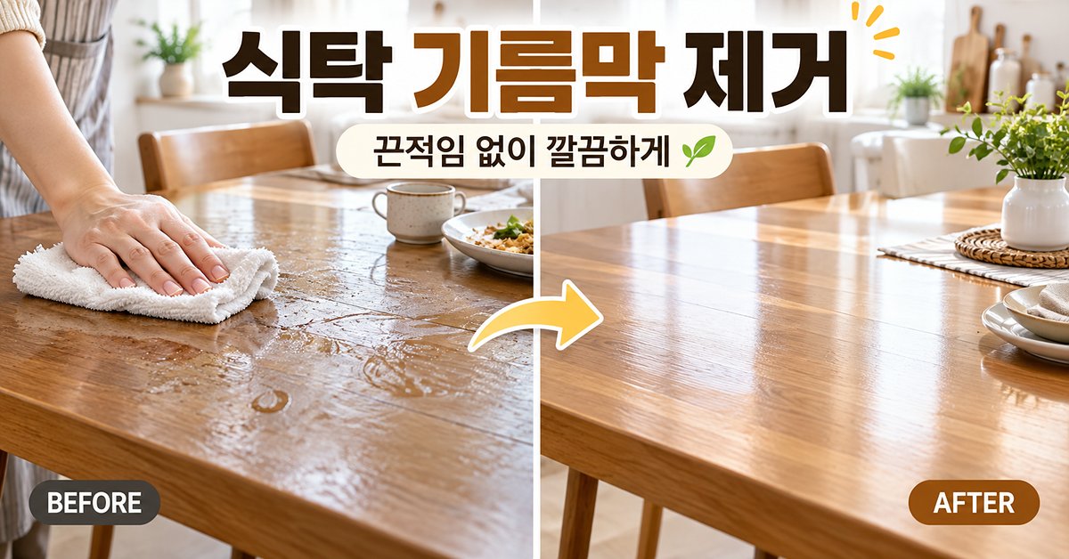 식탁 위 끈적한 기름막 제거 썸네일